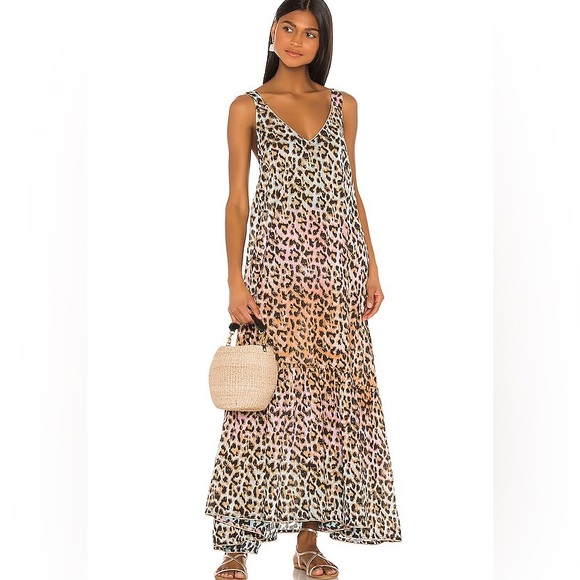 Juliet Dunn animal print ombre maxi dress with tie shoulders NWT - Picture 1 of 5